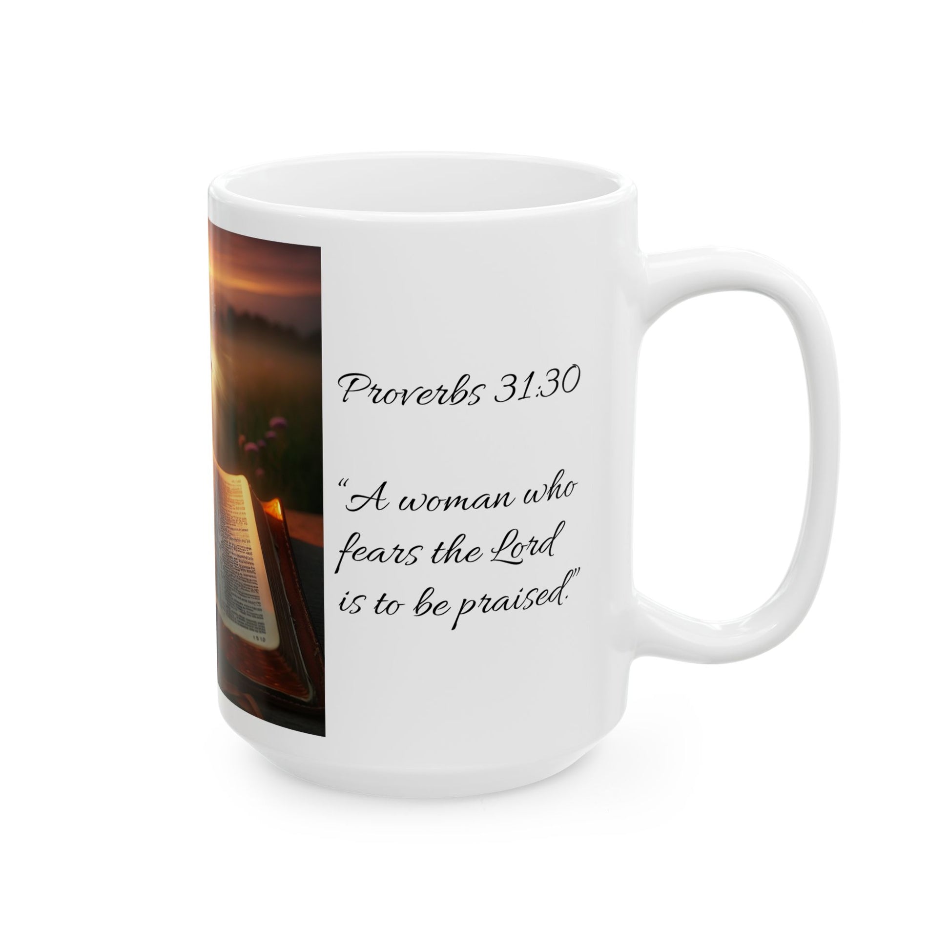 Proverbs 31:30 Inspirational Ceramic Mug featuring Proverbs Quotes, Faithful Gift, Bible Lover's Coffee Cup, Encouraging Drinkware, Spiritual Home Decor