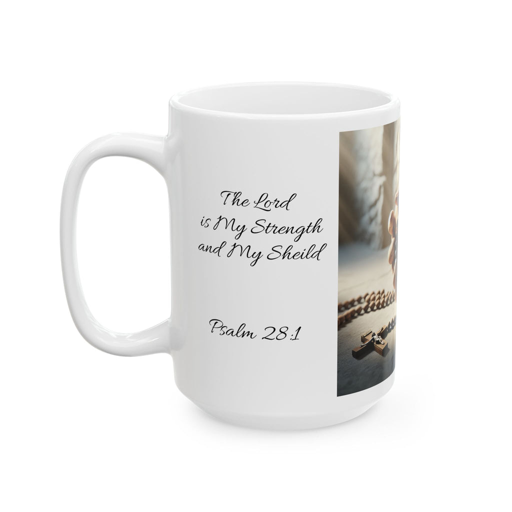 Psalm 28:1  Spiritual Ceramic Mug - Perfect Gift for Faith Lovers, Inspirational Quotes, Tea, Coffee, Prayer