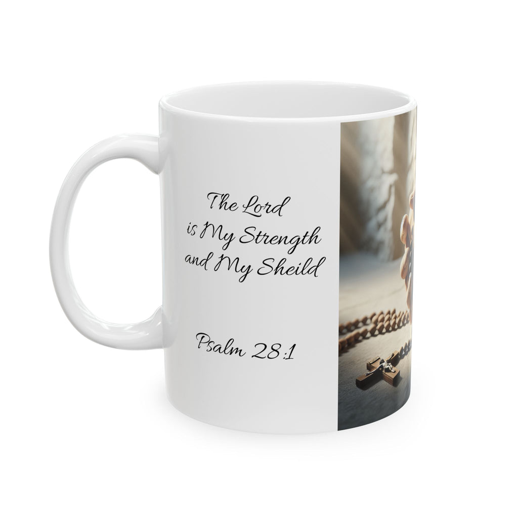 Psalm 28:1  Spiritual Ceramic Mug - Perfect Gift for Faith Lovers, Inspirational Quotes, Tea, Coffee, Prayer